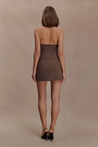 Falda de traje Effy – Marrón cacao