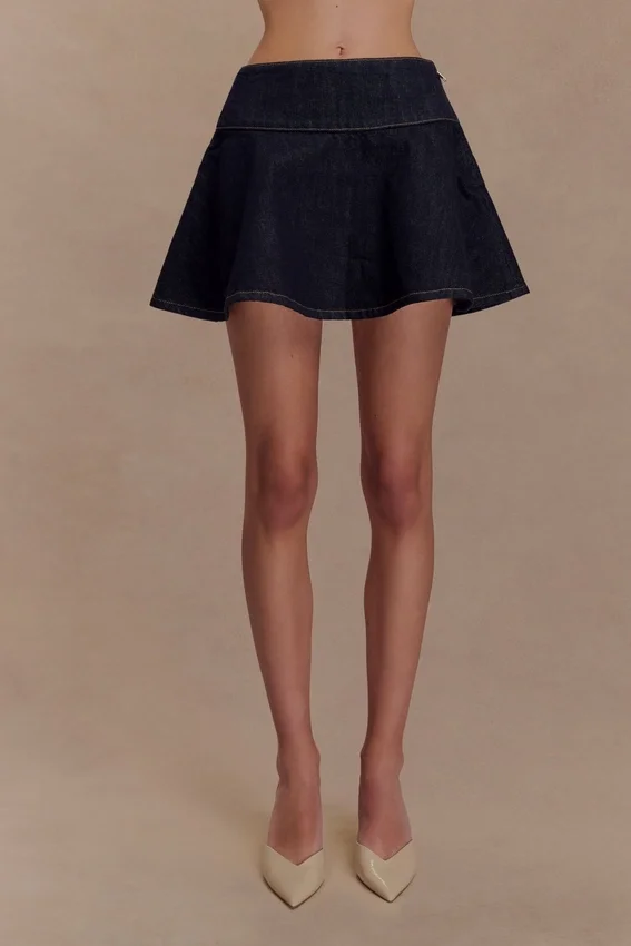 Falda Denim Arista – Azul índigo lavado Falda Denim Arista – Azul índigo lavado