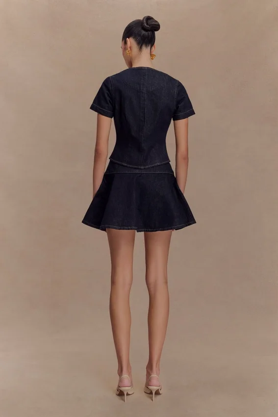 Falda Denim Arista – Azul índigo lavado Falda Denim Arista – Azul índigo lavado