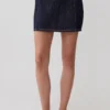 Falda Denim de talle medio Loraine – Rayas diplomáticas índigo Falda Denim de talle medio Loraine – Rayas diplomáticas índigo