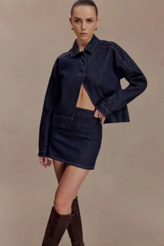 Falda Denim Ellie – Azul índigo lavado