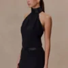 Falda Emilia con cinturilla de pedrería – Negro Falda Emilia con cinturilla de pedrería – Negro
