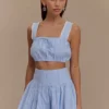 Falda Gretel Hem – Rayas diplomáticas azules Falda Gretel Hem – Rayas diplomáticas azules