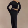 Falda larga asimétrica Ainsley con adornos florales – Negro Falda larga asimétrica Ainsley con adornos florales – Negro