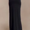 Falda larga asimétrica Ainsley con adornos florales – Negro Falda larga asimétrica Ainsley con adornos florales – Negro