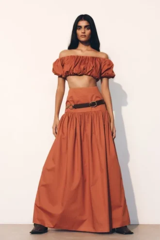 Falda larga Autumn – Naranja quemado