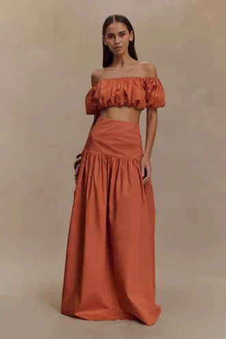 Falda larga Autumn – Naranja quemado