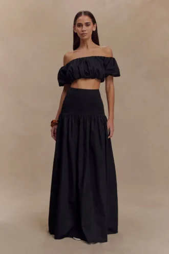 Falda larga Autumn – Negro