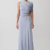 Falda larga con nudo de lurex Adrienne – Azul pastel Falda larga con nudo de lurex Adrienne – Azul pastel