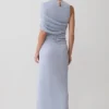 Falda larga con nudo de lurex Adrienne – Azul pastel Falda larga con nudo de lurex Adrienne – Azul pastel
