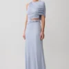 Falda larga con nudo de lurex Adrienne – Azul pastel Falda larga con nudo de lurex Adrienne – Azul pastel