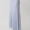 Falda larga con nudo de lurex Adrienne – Azul pastel Falda larga con nudo de lurex Adrienne – Azul pastel