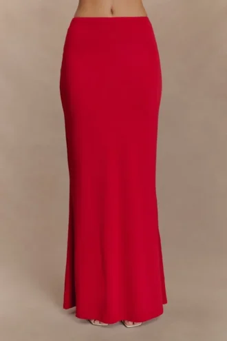 Falda larga de cola de pez Bruna Slinky – Rojo