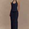 Falda larga de Denim Alma – Azul índigo Falda larga de Denim Alma – Azul índigo