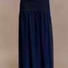Falda larga de Denim y gasa Tully – Azul índigo