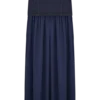 Falda larga de Denim y gasa Tully – Azul índigo