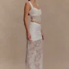 Falda larga de encaje y malla Guinevere – Marfil Falda larga de encaje y malla Guinevere – Marfil