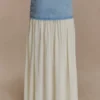 Falda larga de gasa y Denim Tully – Azul 80’s