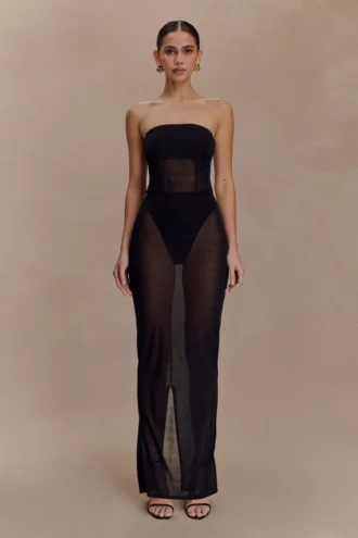 Body sin tirantes de malla Aoife – Negro