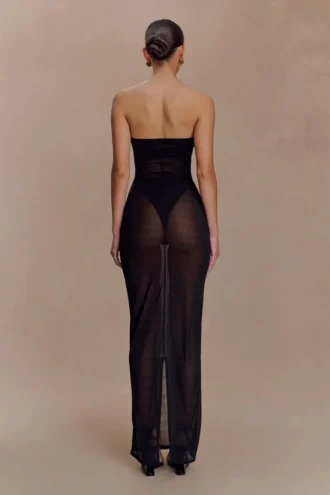 Falda larga de malla Aoife – Negro