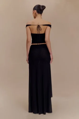 Falda larga de malla Arna – Negro