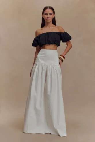 Falda larga de otoño – Blanca