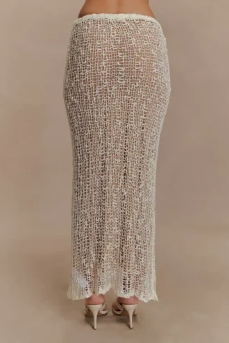 Falda larga de punto Cordelia – Marfil