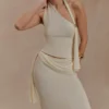 Falda larga de punto de talle bajo Bowie – Marfil Falda larga de punto de talle bajo Bowie – Marfil