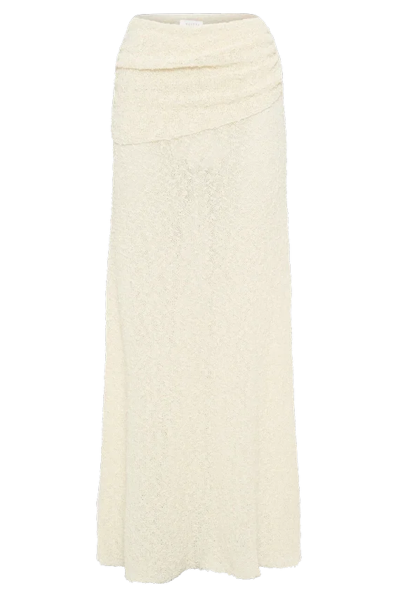 Falda larga de punto fruncida Petra – Marfil Falda larga de punto fruncida Petra – Marfil