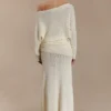 Falda larga de punto fruncida Petra – Marfil Falda larga de punto fruncida Petra – Marfil