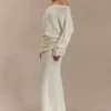 Falda larga de punto fruncida Petra – Marfil Falda larga de punto fruncida Petra – Marfil