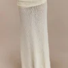 Falda larga de punto fruncida Petra – Marfil Falda larga de punto fruncida Petra – Marfil