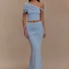Falda larga de punto fruncido Irene – Azul Falda larga de punto fruncido Irene – Azul