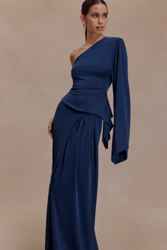 Top Vivica Slinky de un solo hombro – Azul marino