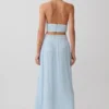 Partes de arriba sin mangas con cuello halter plisado Amaris – Azul pálido