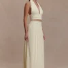 Partes de arriba sin mangas con cuello halter plisado Amaris – Limón