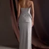 Corsé con peplum y adornos de abalorios cosidos a mano Zuri – Plata Corsé con peplum y adornos de abalorios cosidos a mano Zuri – Plata