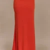 Falda maxi asimétrica Ainsley con adornos florales – Naranja quemado