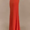 Falda maxi asimétrica Ainsley con adornos florales – Naranja quemado