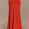 Falda maxi asimétrica Ainsley con adornos florales – Naranja quemado