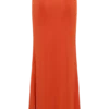 Falda maxi asimétrica Ainsley con adornos florales – Naranja quemado