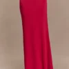 Falda maxi asimétrica Ainsley con adornos florales – Rosa fucsia