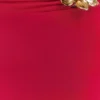 Falda maxi asimétrica Ainsley con adornos florales – Rosa fucsia