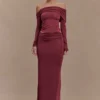 Top Judy Slinky y malla con hombros descubiertos – Vino Top Judy Slinky y malla con hombros descubiertos – Vino