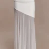 Falda maxi Portia de neopreno y malla – Blanca
