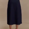 Falda midi acampanada de Denim Cecilia – Azul índigo