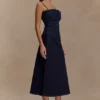 Falda midi acampanada de Denim Cecilia – Azul índigo