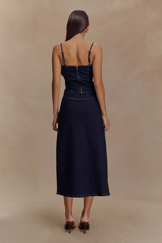 Corsé de volantes de Denim Cecilia – Azul índigo Corsé de volantes de Denim Cecilia – Azul índigo