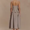 Falda midi acampanada Mae – Marrón guijarro Falda midi acampanada Mae – Marrón guijarro