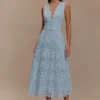 Falda midi Arla Broderie – Azul aciano pálido Falda midi Arla Broderie – Azul aciano pálido